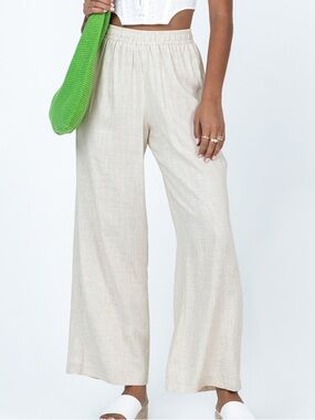 Princess Polly Louis Linen Blend Pants Beige Size 2 Petite